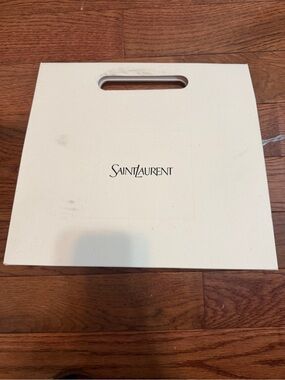Saint Laurent White Shopper Paper Bag with Cutout Handle